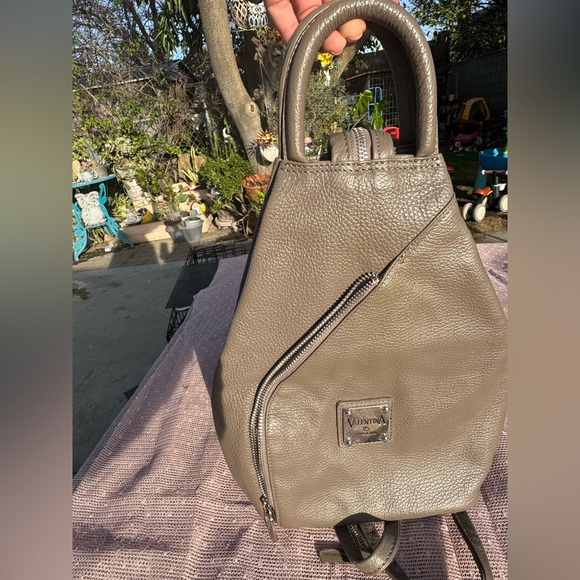 valenita italy Handbags - Valentina Italia Taupe Pebbled Leather Backpack/Sling.